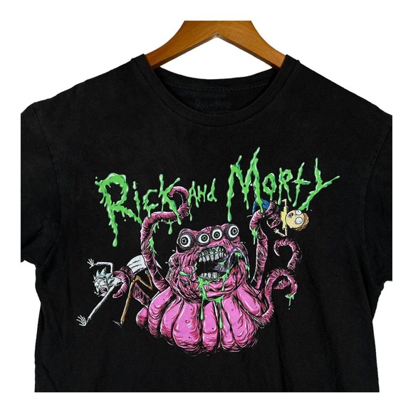 Rick And Morty Monster Ricksy Hipster Indie Nerd Men's Black Graphic T Shirt M - Picture 3 of 4